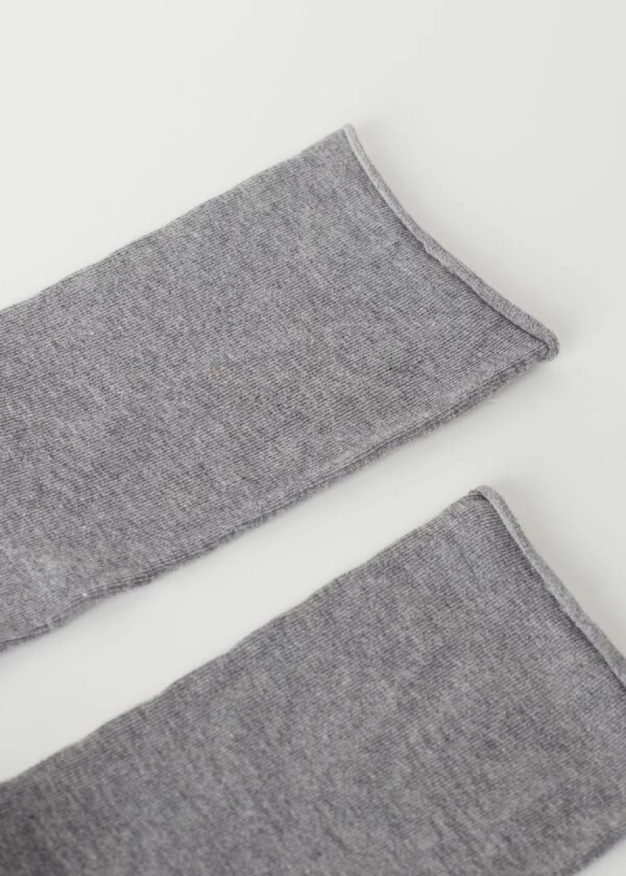 Calzedonia Women's Smooth Cotton Mid-Calf Socks in 042 - Grigio Medio Melange