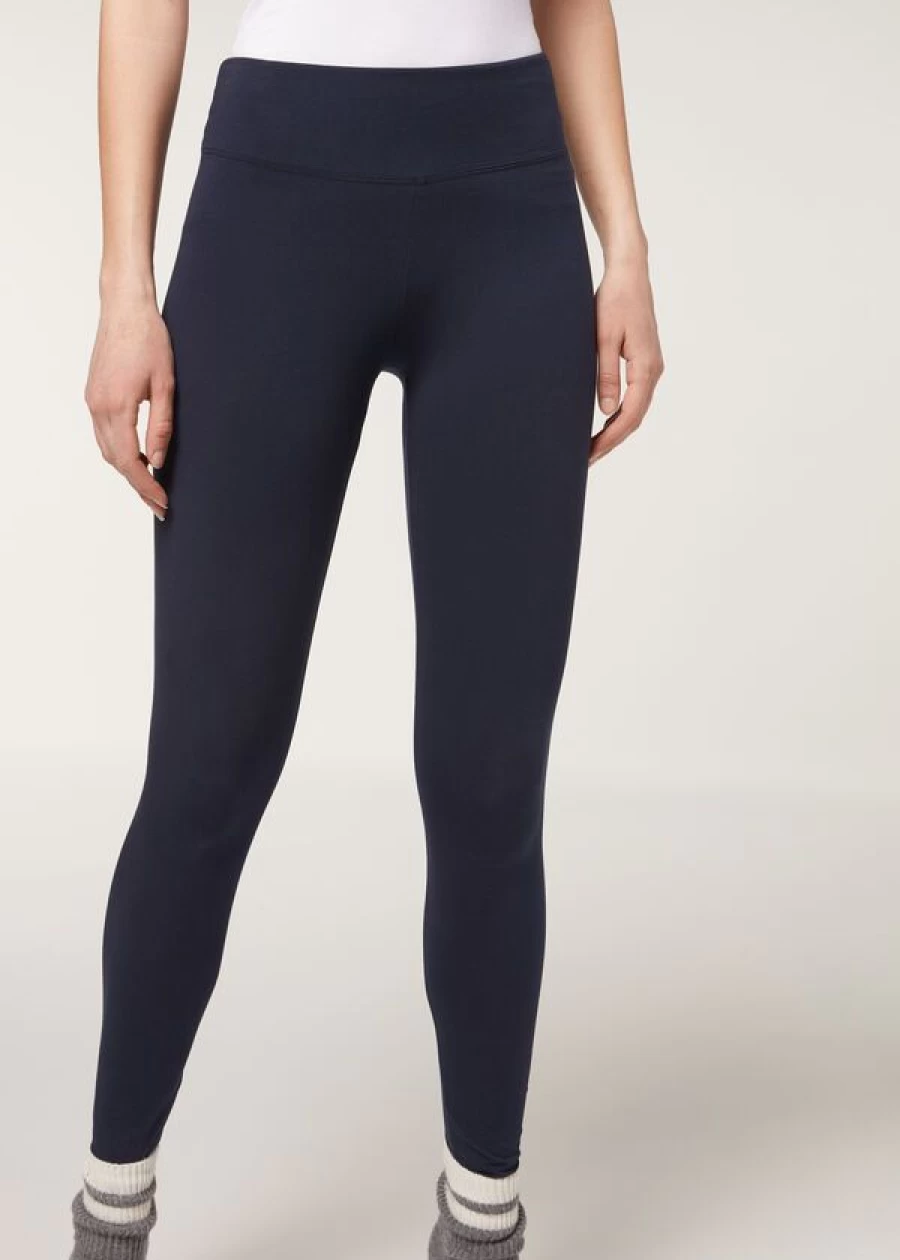 Calzedonia Supima Cotton Leggings - Intense Blue 700 | High-Quality Women's Yoga Pants