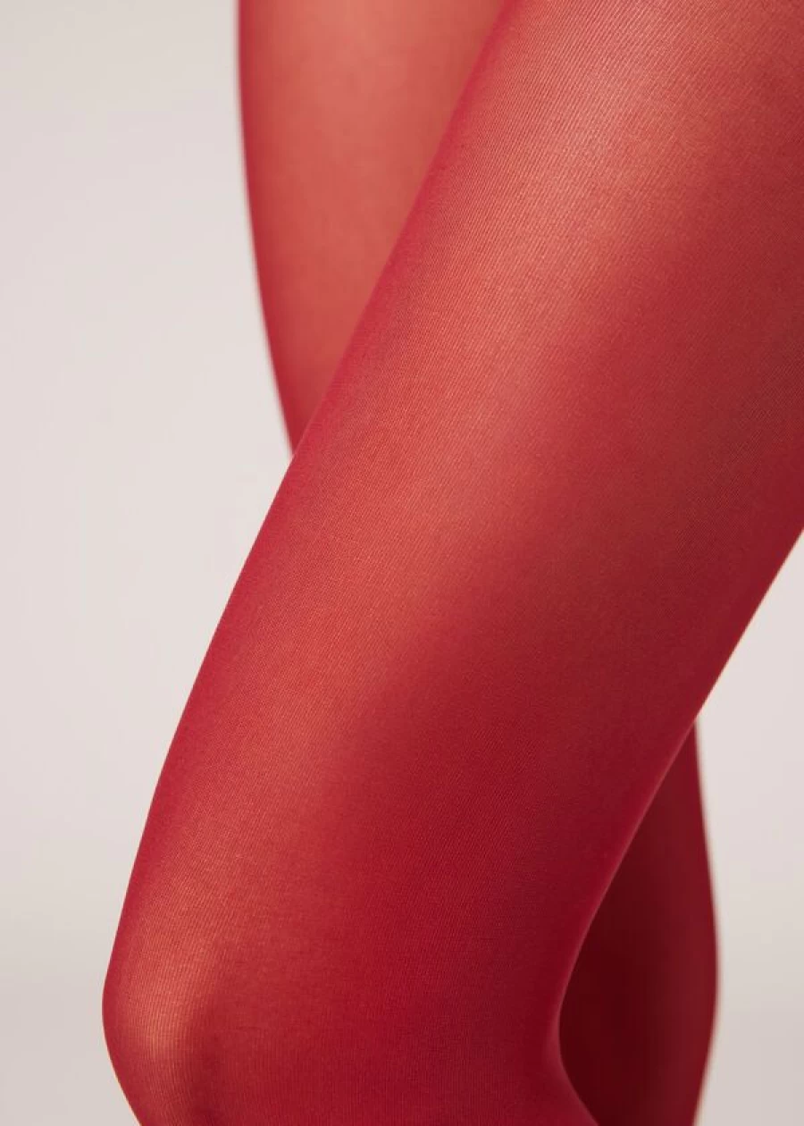 Calzedonia Soft Touch 30 Denier Tights in 3897 Dark Red - Total Comfort & Sheer Elegance