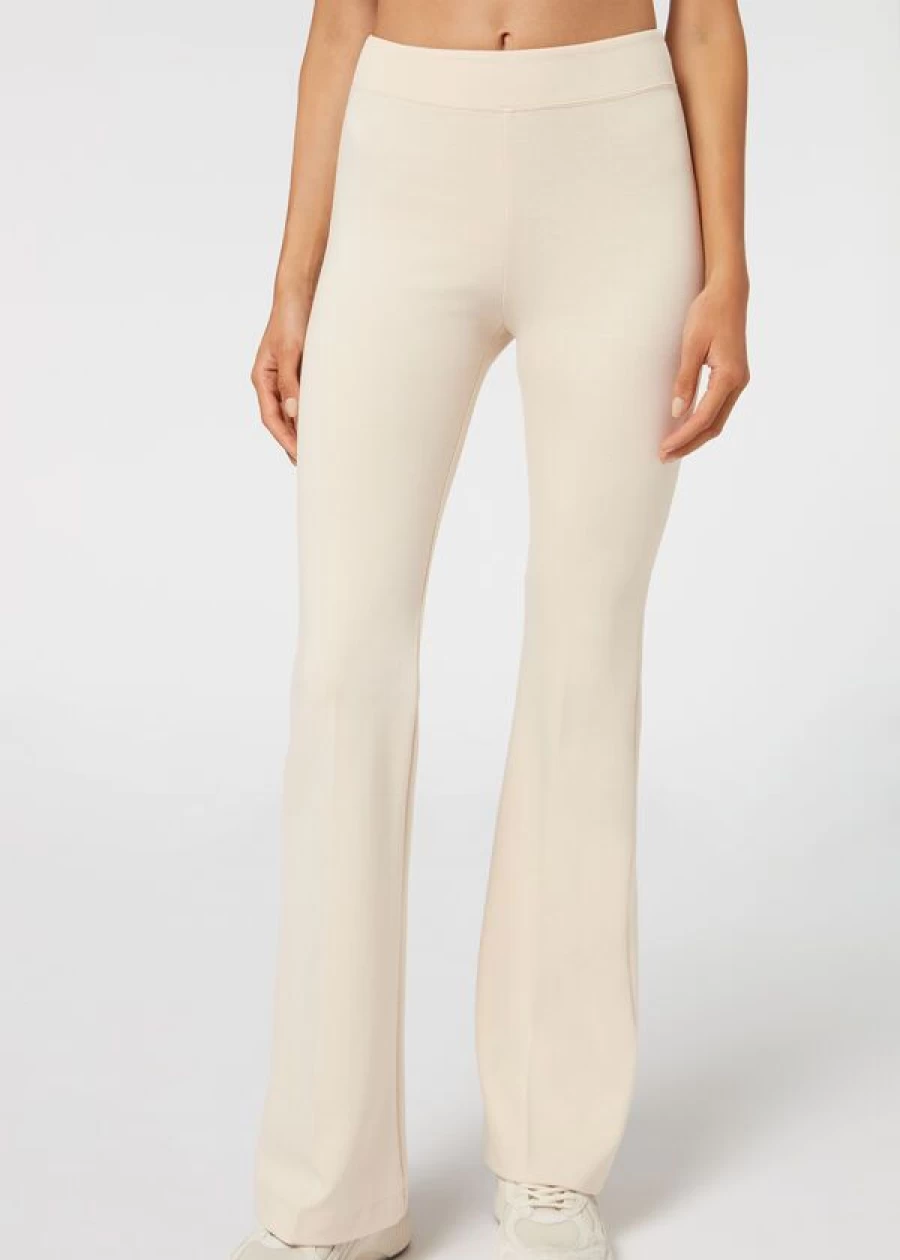 Calzedonia Flared Leggings in 499C - Natural | High-Waisted Yoga Pants for Women