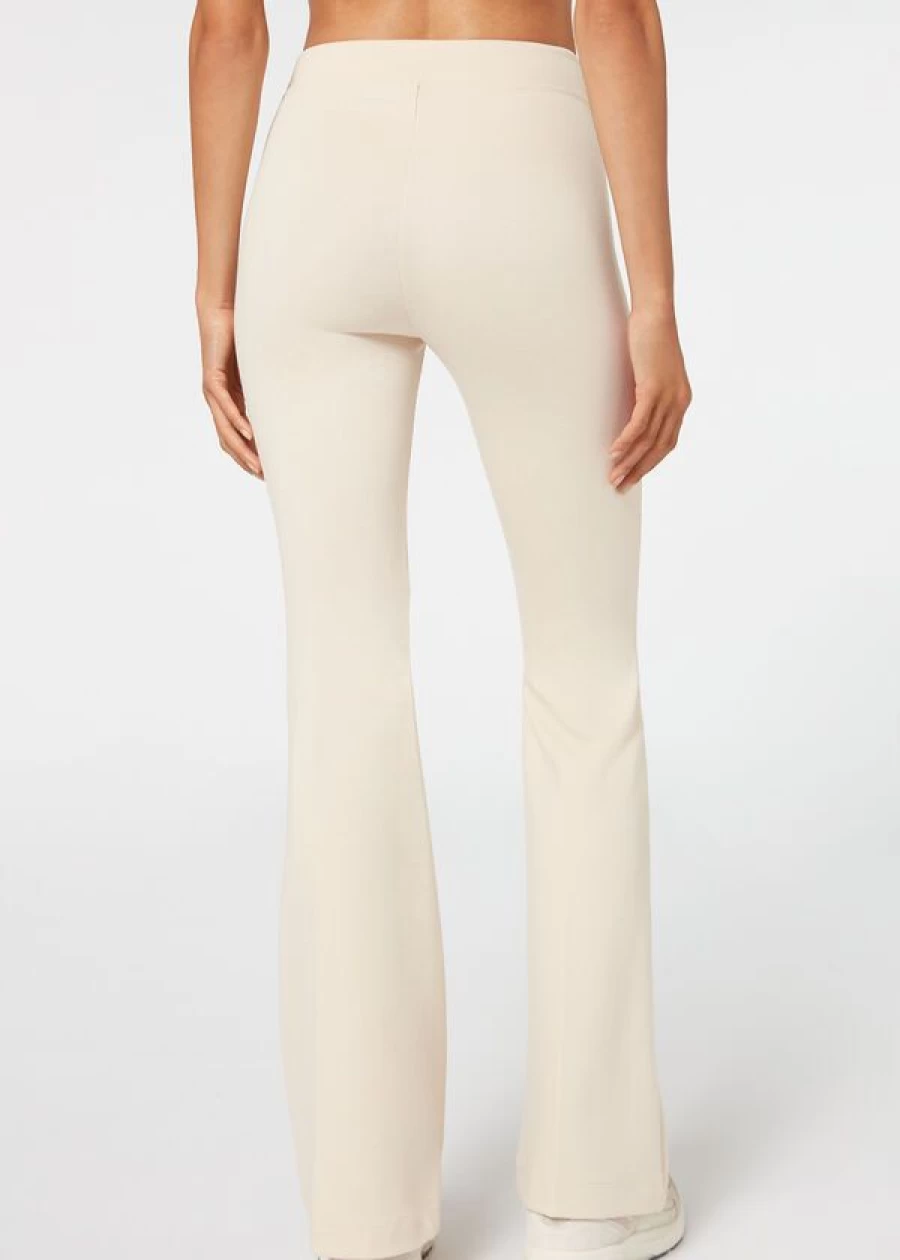 Calzedonia Flared Leggings in 499C - Natural | High-Waisted Yoga Pants for Women