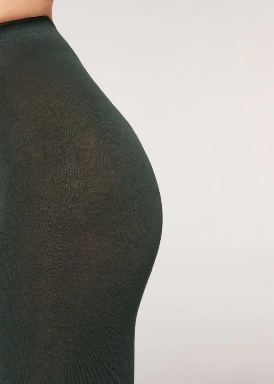 Calzedonia Soft Modal Cashmere Blend Tights in 5203 Bottle Green - Luxurious Comfort & Warmth