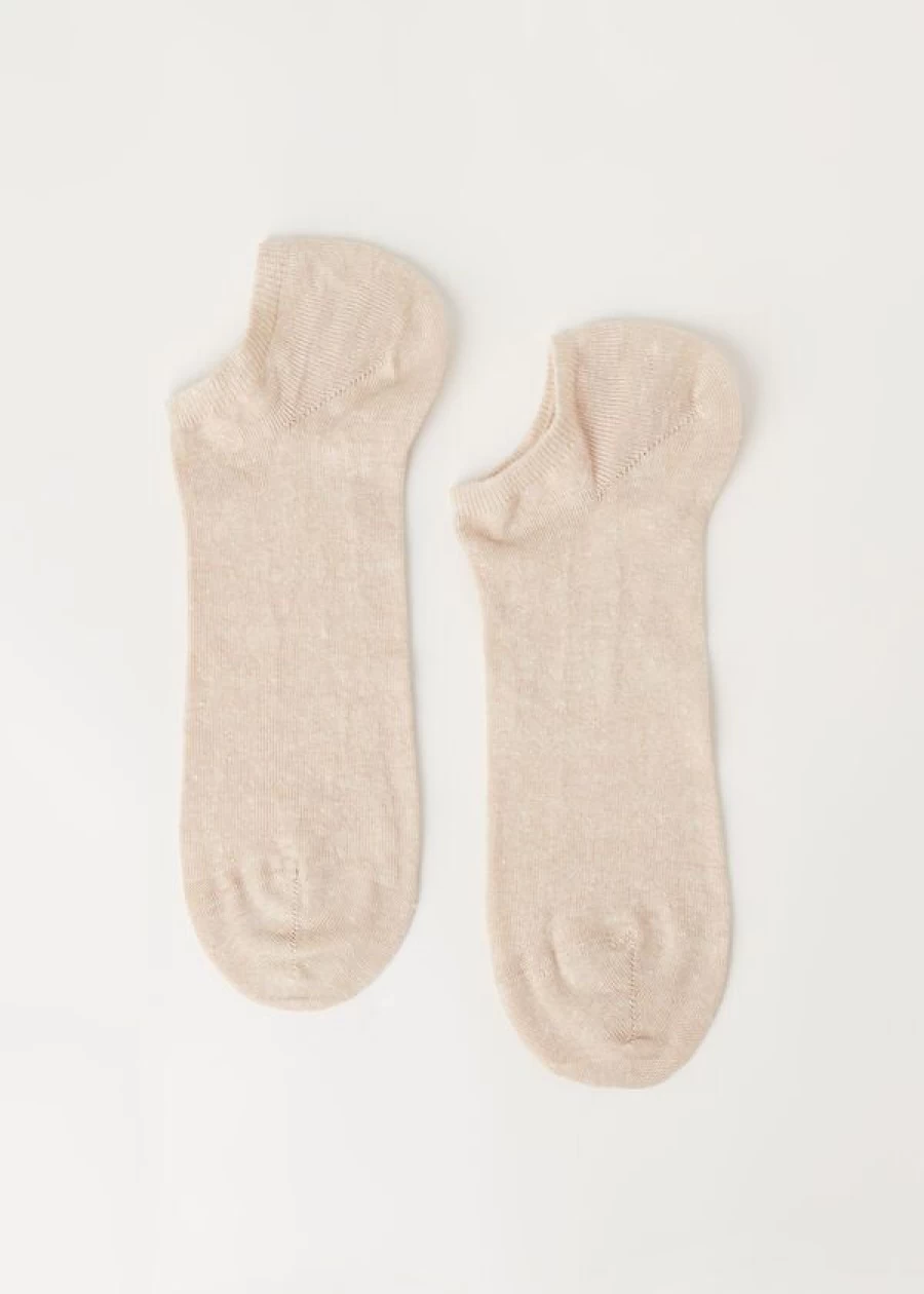 Calzedonia Unisex No-Show Socks in 188 - Natural | Cotton & Linen Comfort