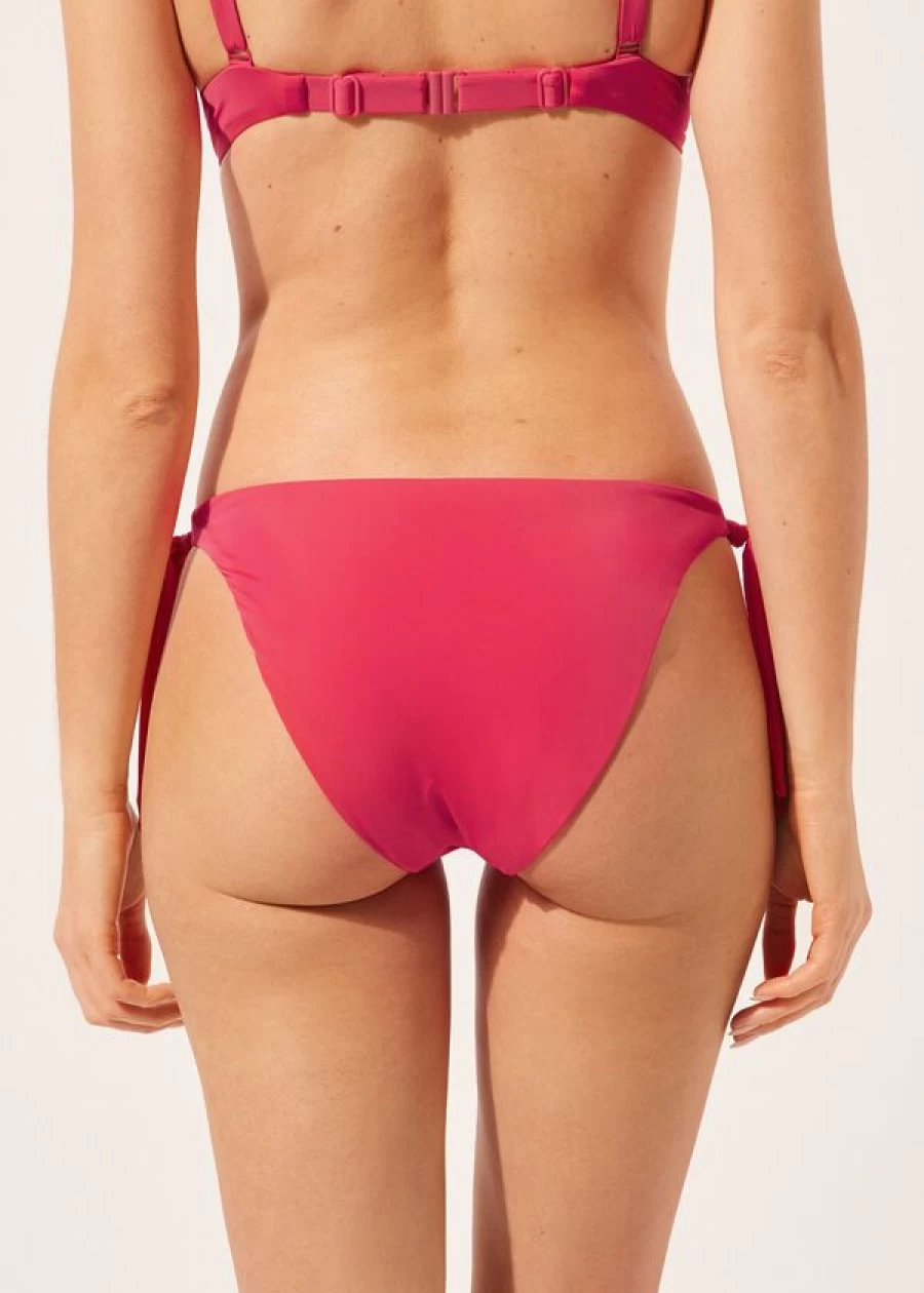 Calzedonia Bow Bikini Bottoms in Indonesia Sunset Magenta 821C - Women's Swimwear