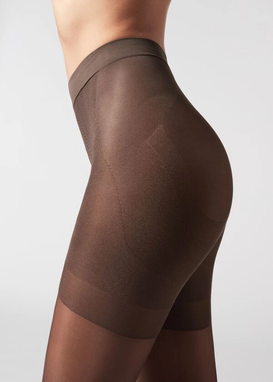 Calzedonia 30 Denier Sheer Tights in 038 - Nude 11 - Mocha | Total Shaper Tights for Everyday Wear