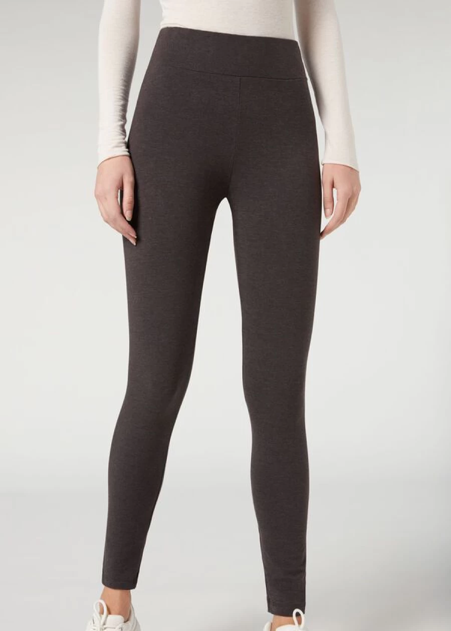 "Calzedonia Thermal Leggings for Women - 474 Grey Blend, Warm Winter Tights"