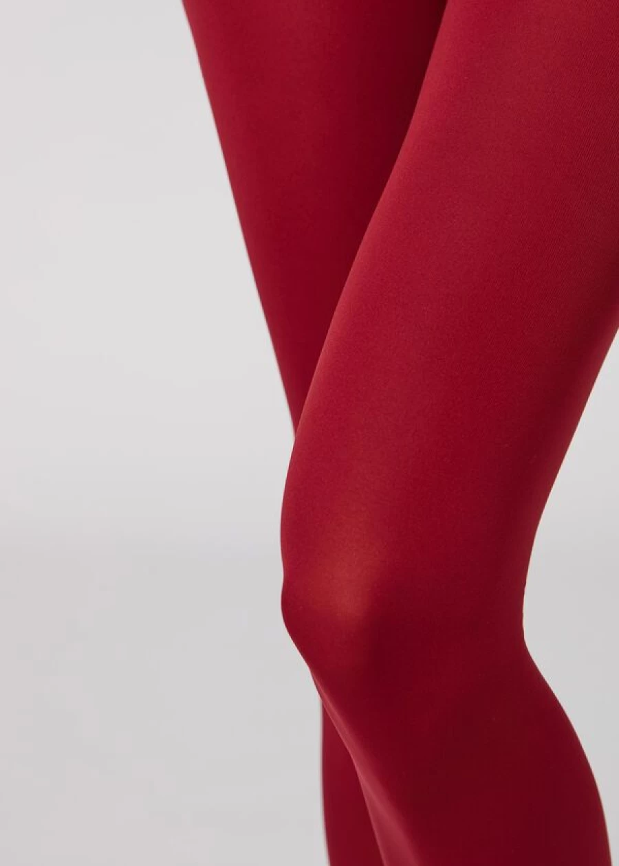 Calzedonia 50 Denier Soft Touch Tights in 3897 Dark Red - Total Comfort & Stretch