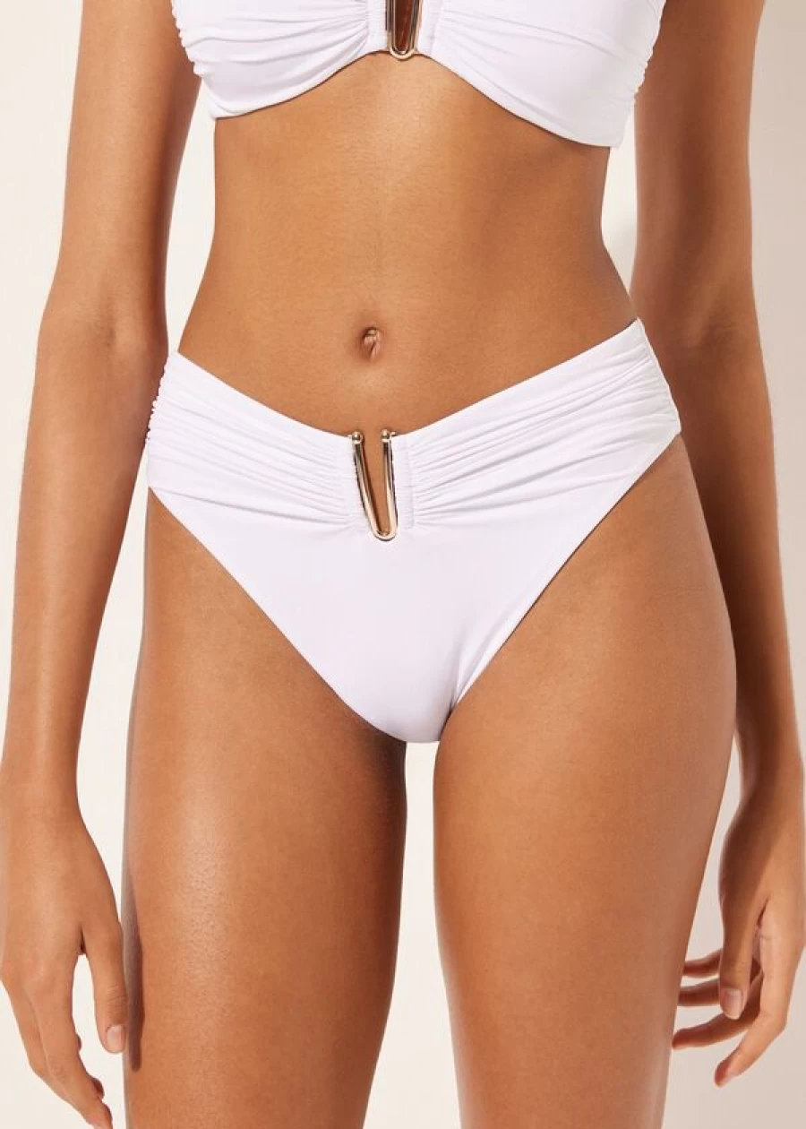 Calzedonia Timeless Diva Chocolate Brown Bikini Bottoms - High-Waisted Swimwear for Women