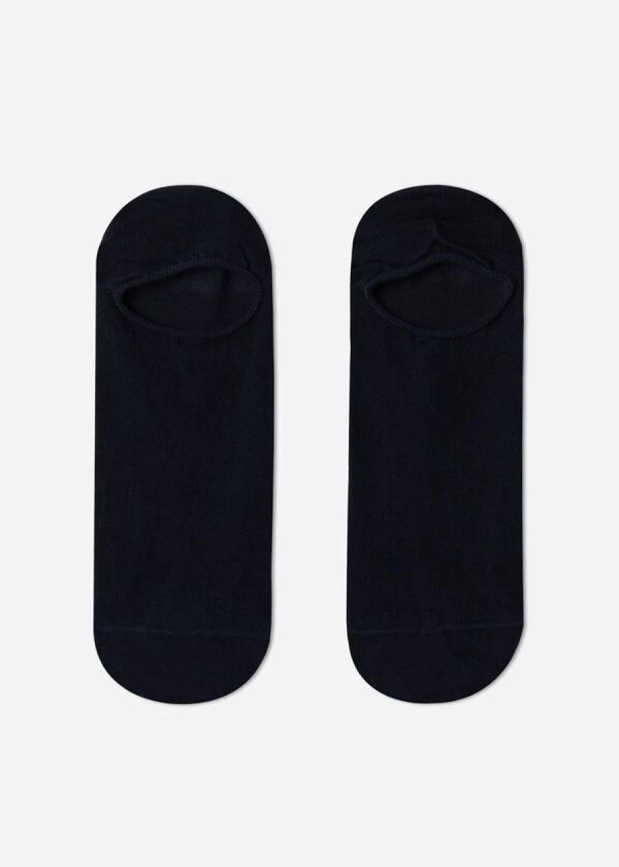 Calzedonia Unisex Blue Cotton Pop Socks - 016 Color Comfortable Casual Wear