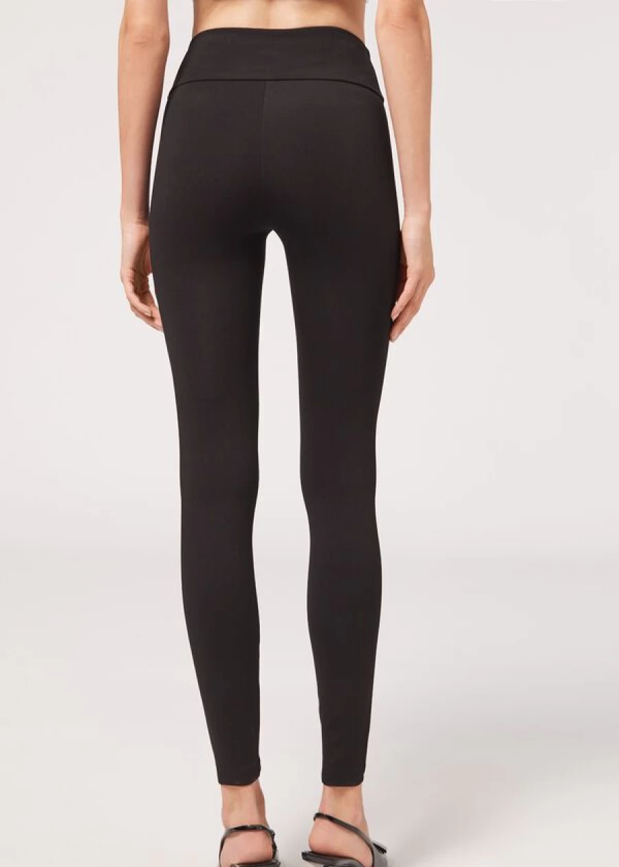 Calzedonia Total Shaper Leggings - High-Waisted Tummy Control Black Workout Leggings for Women