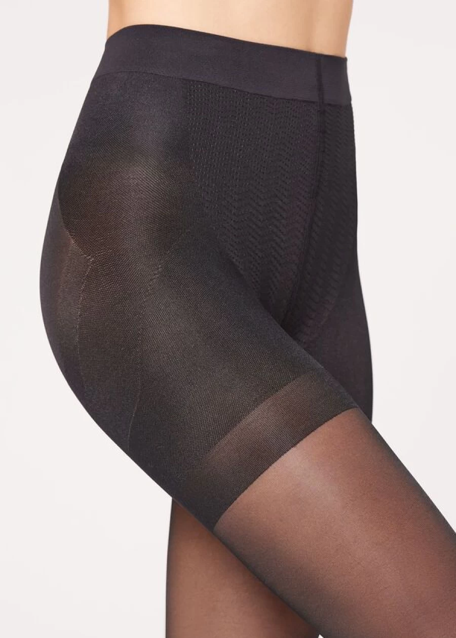 Calzedonia 30 Denier Sheer Tights in 019 - Black | Total Shaper Tights for Everyday Wear
