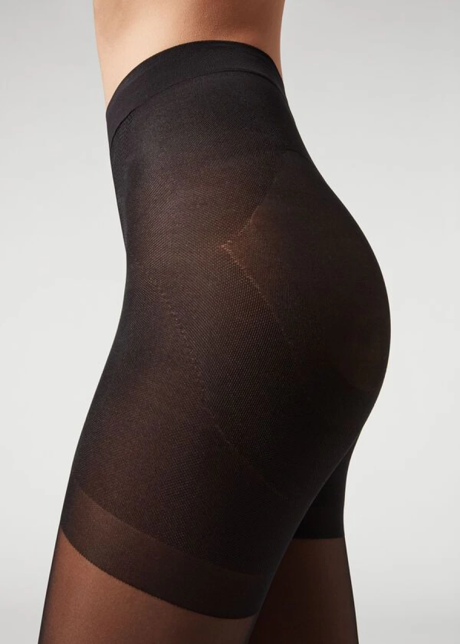 Calzedonia Longuette-Effect Total Shaper Tights - 3698 Black for Slimming & Shaping