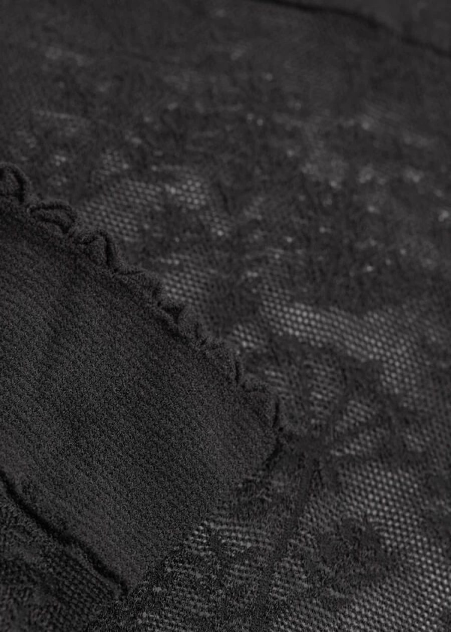 Calzedonia Floral-Patterned Mesh Knee-High Socks in Black - 4583 Fiori Nero