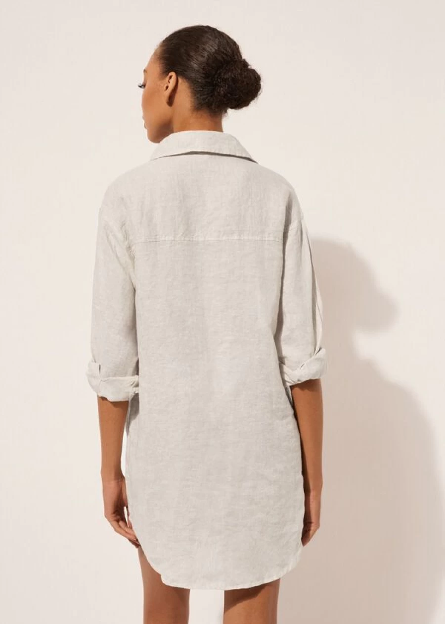Calzedonia Linen Shirt Dress in Coco White 910C - Breathable Summer Style