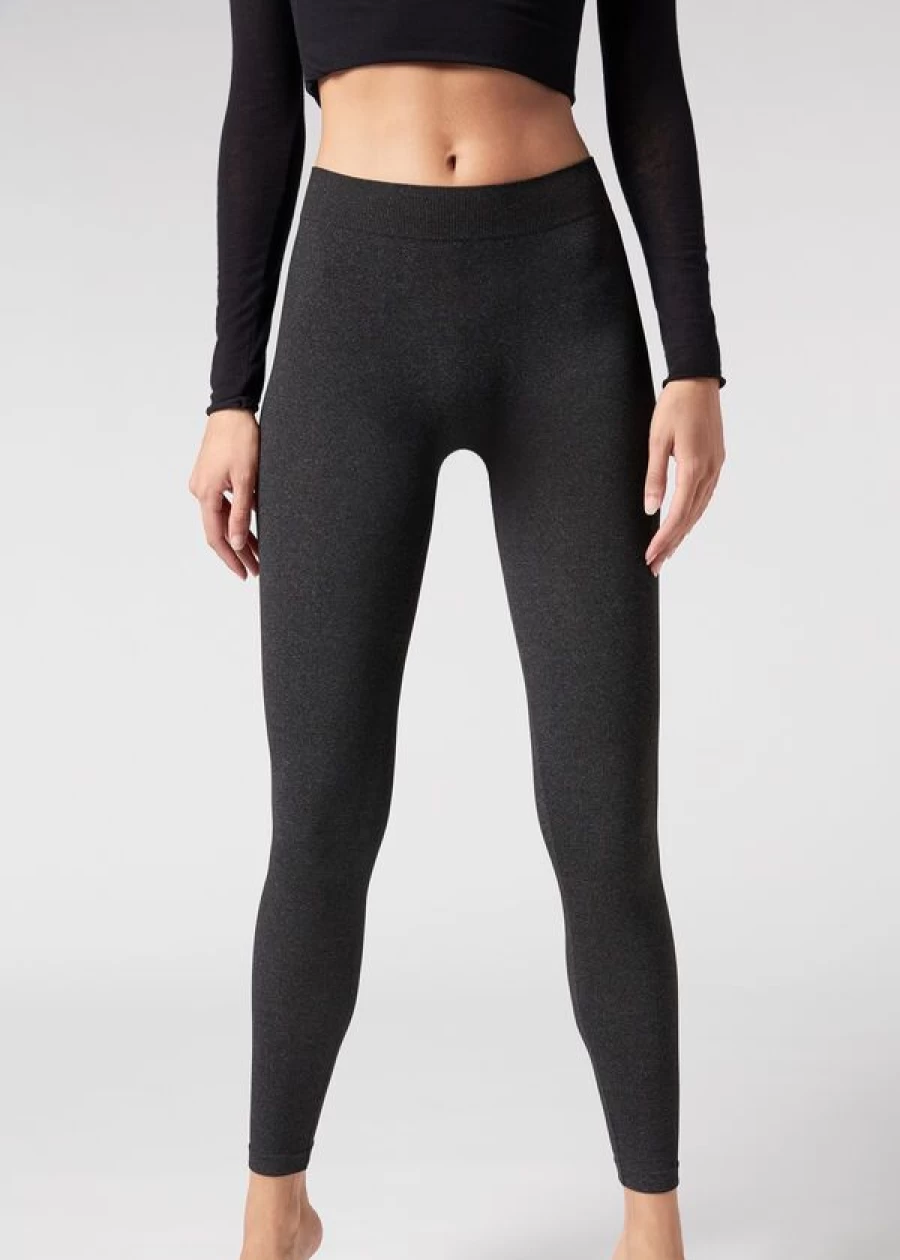 Calzedonia Ultra Opaque Microfibre Leggings in 474 - Grey Blend | High-Waisted Stretchy Tights for Women