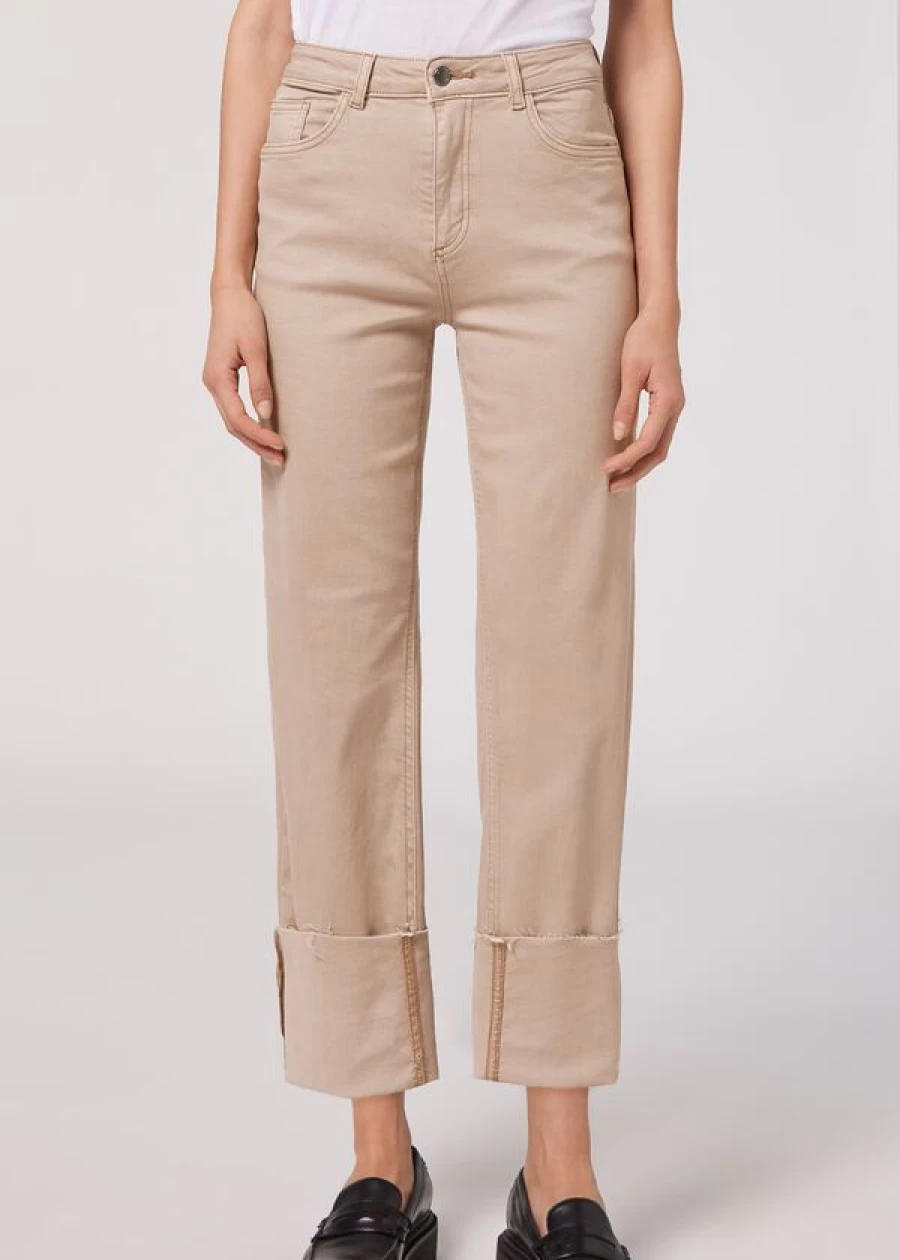 Calzedonia Women's Culotte Jeans with Removable Turn-Ups in 837C - Nocciola Chiaro