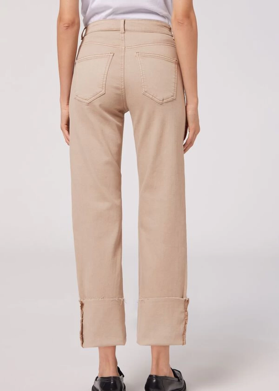 Calzedonia Women's Culotte Jeans with Removable Turn-Ups in 837C - Nocciola Chiaro