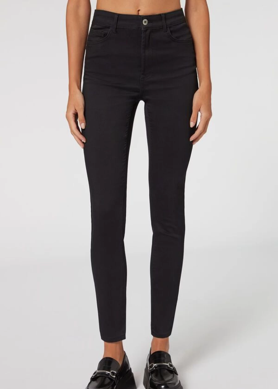 Calzedonia High-Waist Skinny Jeans - Soft Touch Push-Up Denim Pants in 3293 Black