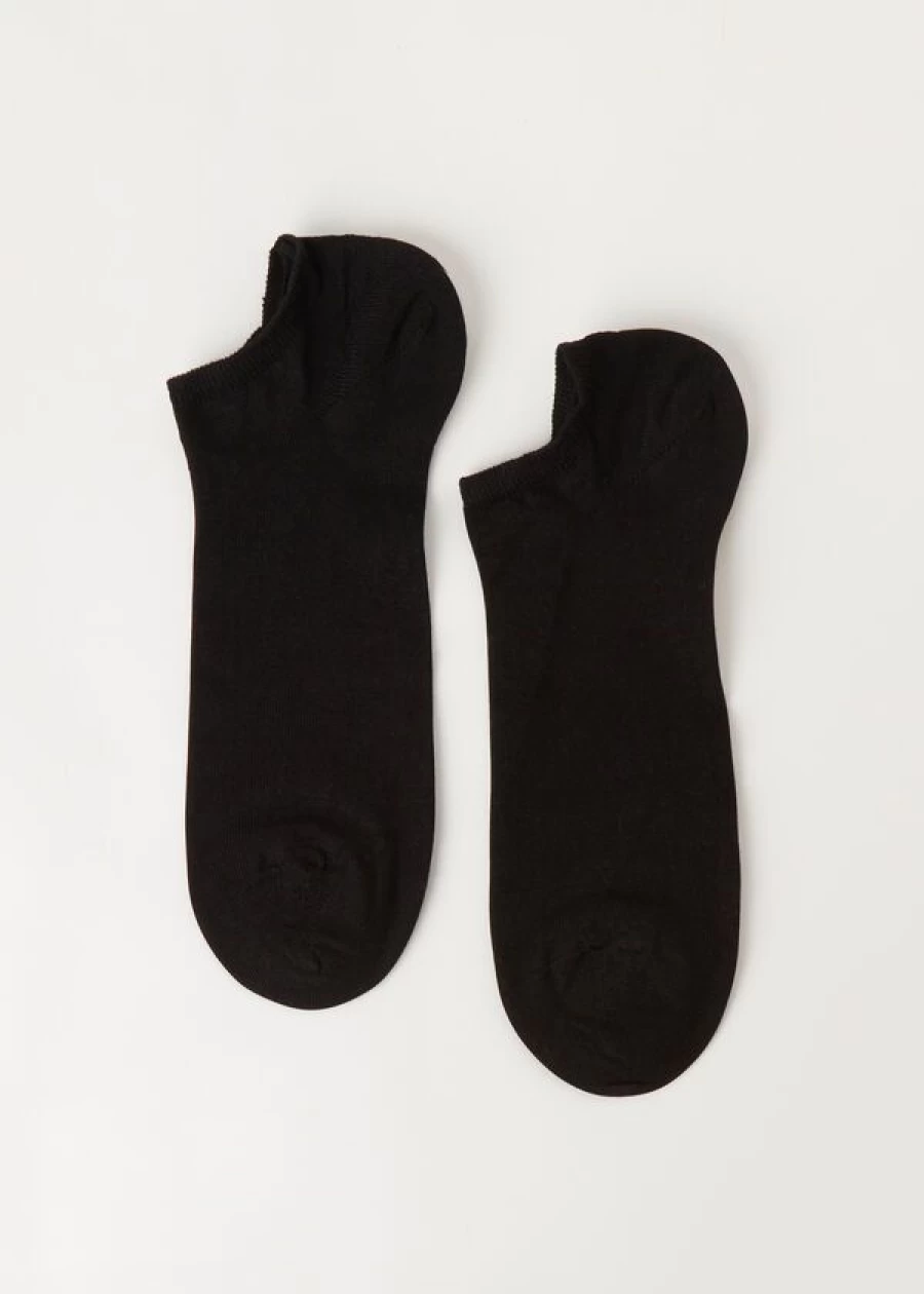 Calzedonia Unisex No-Show Socks - Soft Cotton & Linen Blend - 019 Black