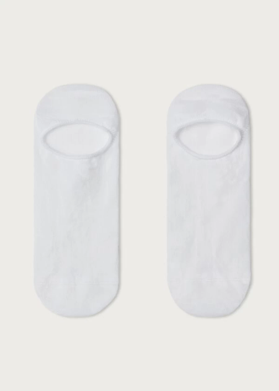Calzedonia Unisex White Cotton Pop Socks - Comfortable Casual Wear for Men & Women