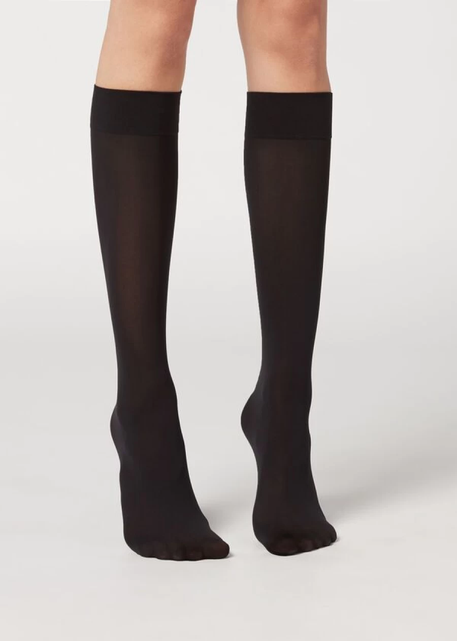 Calzedonia 30 Denier Semi Opaque Microfibre Knee-High Socks in 019 - Black