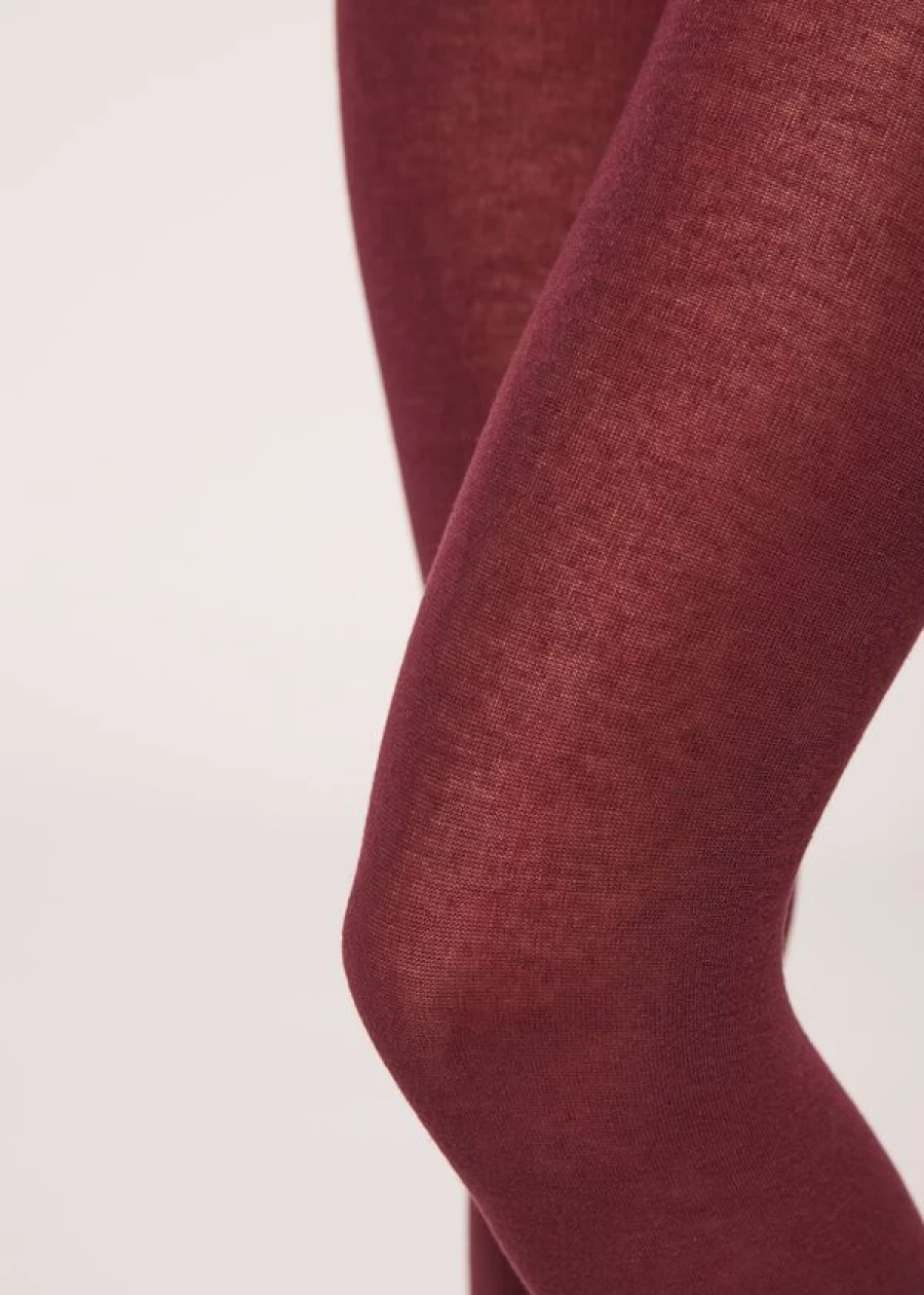 Calzedonia Soft Modal Cashmere Blend Tights in 2240 Wine Red Purple - Luxurious Comfort & Warmth