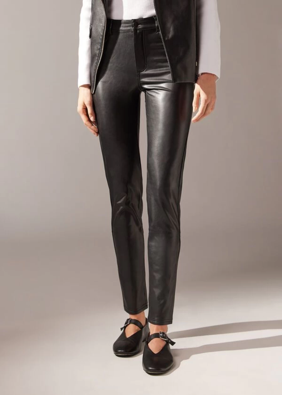Calzedonia Thermal Fitness Leggings for Women - 019 Black, Warm Workout Leggings for Cold Weather