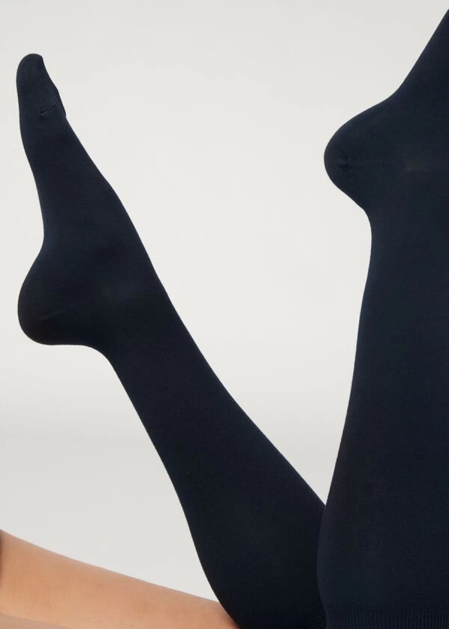 Calzedonia Long Cashmere Socks in 016 - Blue | Premium Soft Warm Winter Socks