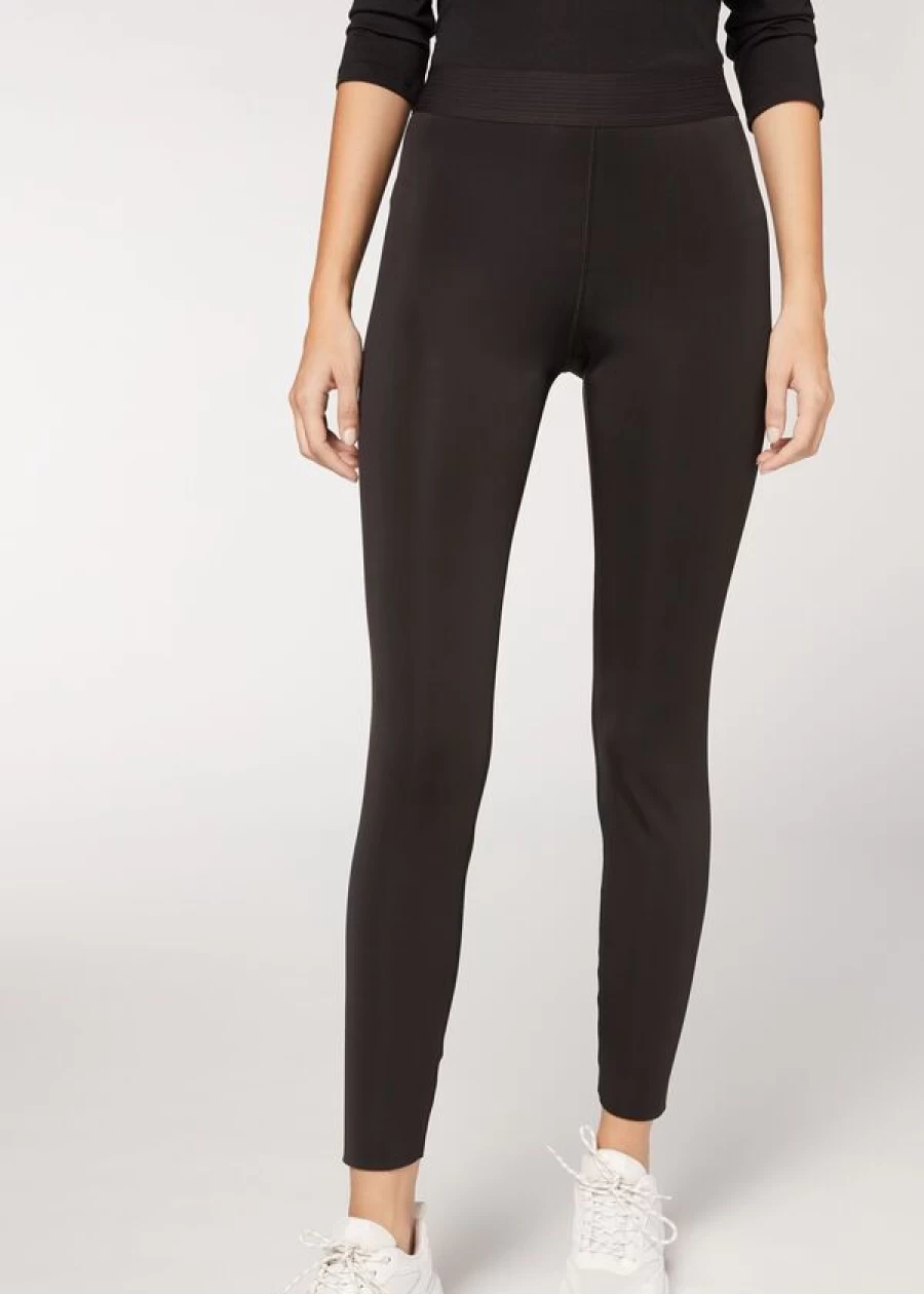 Calzedonia Double Face Plush Leggings - 019 Black | Warm & Soft Winter Leggings