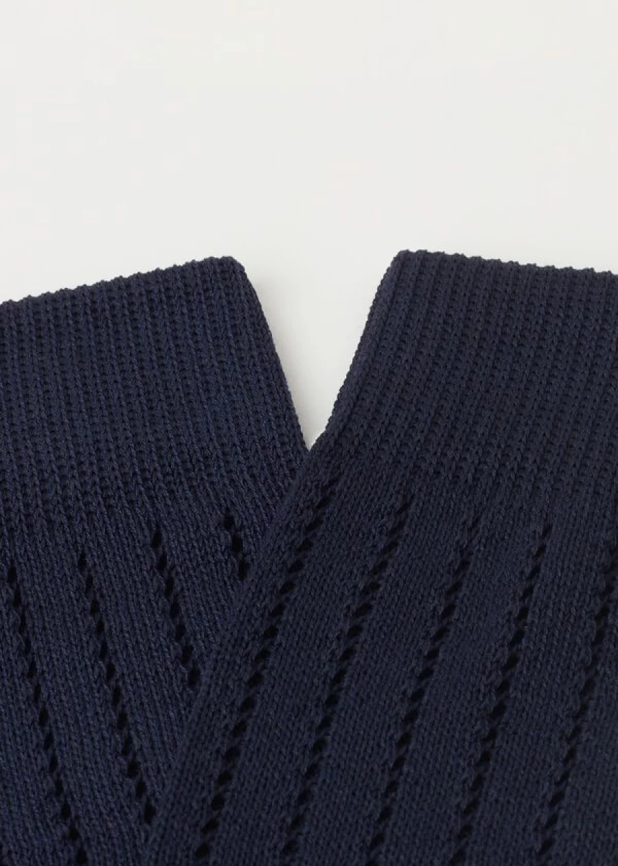 Calzedonia Ribbed Openwork Short Socks in 024D - Blue Ribbed Style