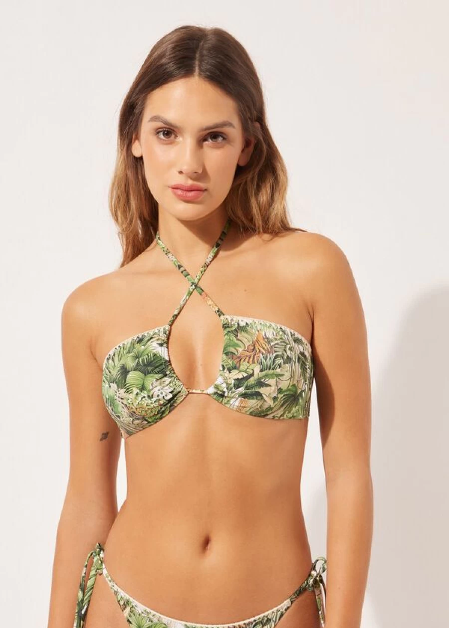 Calzedonia Savage Tropics Bandeau Bikini Top with Removable Padding - 887C