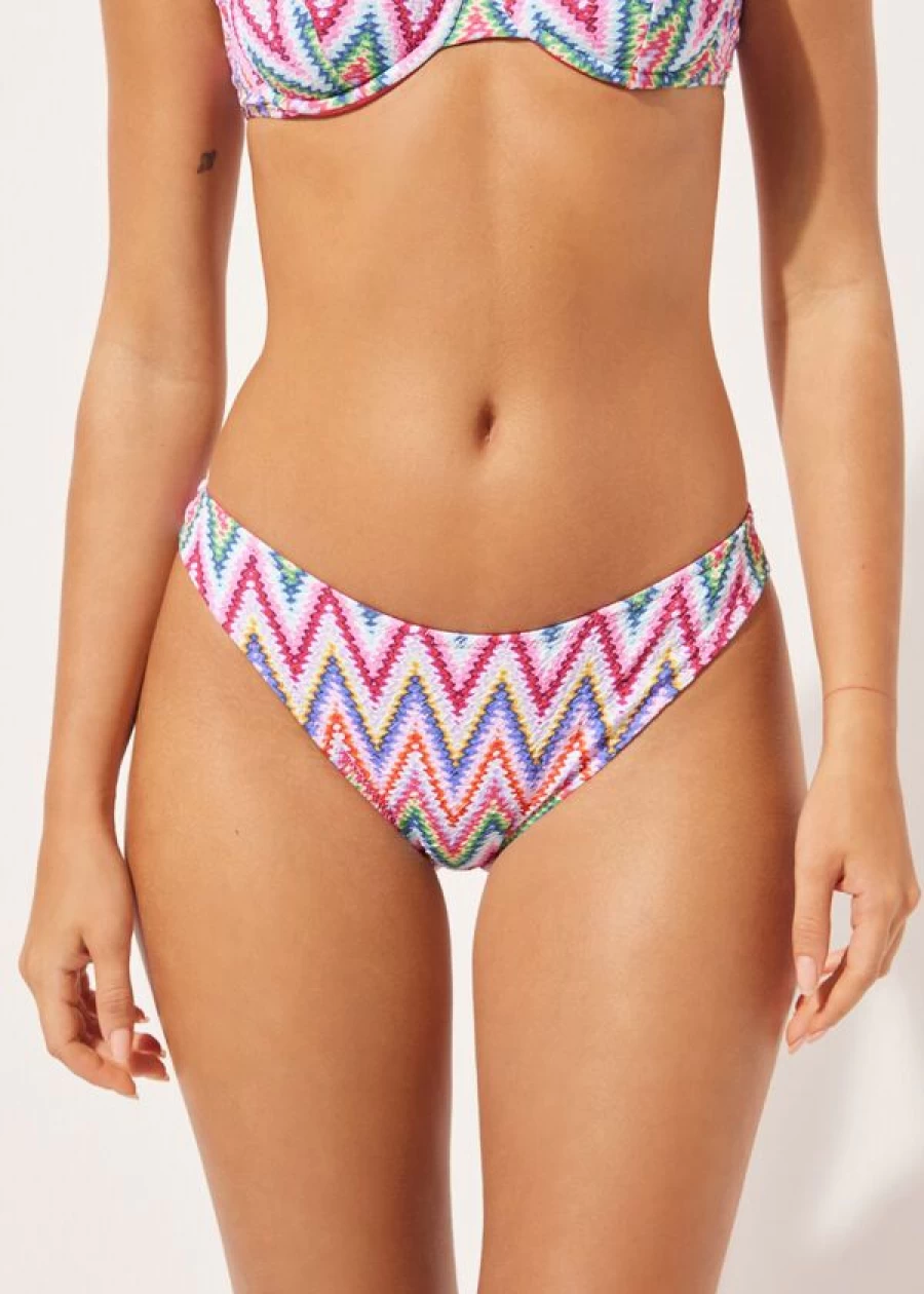 Calzedonia Women's 3D Multicolor Chevron Bikini Bottoms - 817C Colorful Swimwear