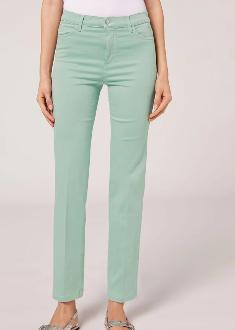 Calzedonia Eco-Friendly Comfort Jeans in Sage Green - Sustainable 850C Denim
