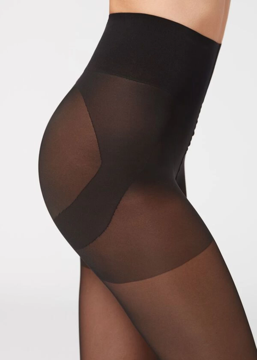 Calzedonia 30 Denier Sheer Shaping Tights for Stomach & Buttocks - 019 Black