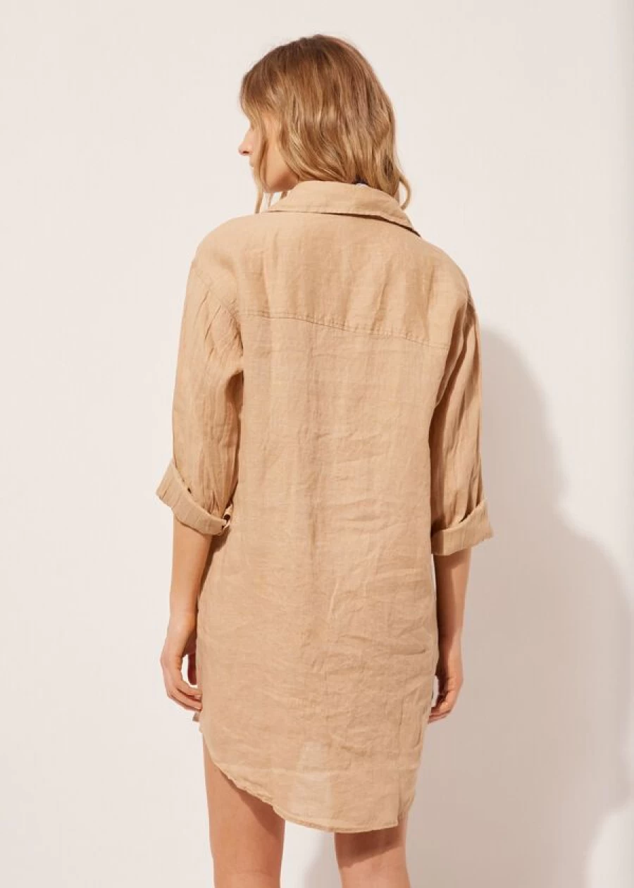 Calzedonia Linen Shirt Dress in Beige 918C - Breathable Summer Casual Wear