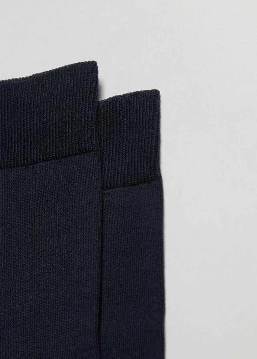 Calzedonia Men's Blue Cotton Crew Stretch Socks - 016
