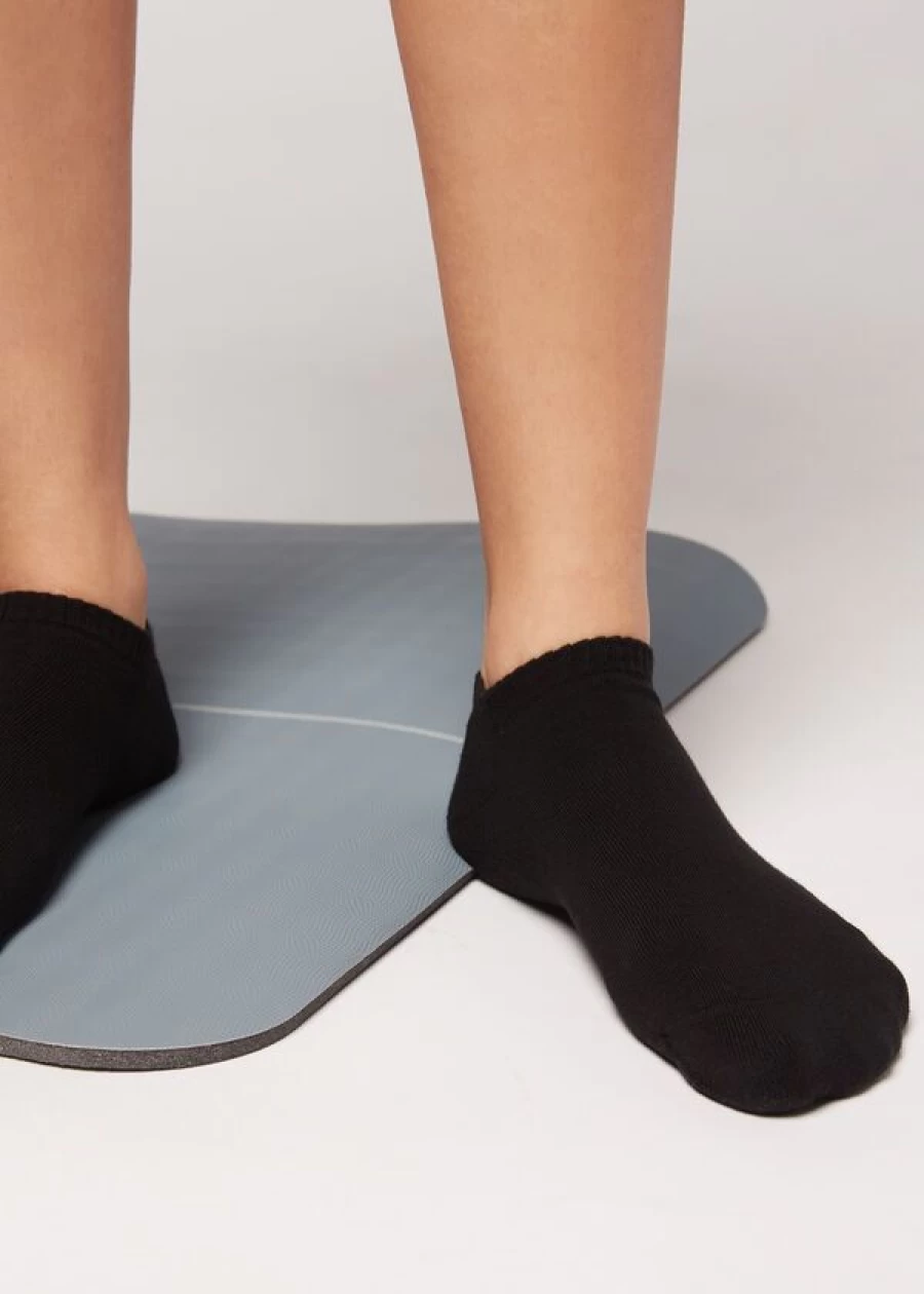 Calzedonia Unisex Black Cotton No-Show Sports Socks 019