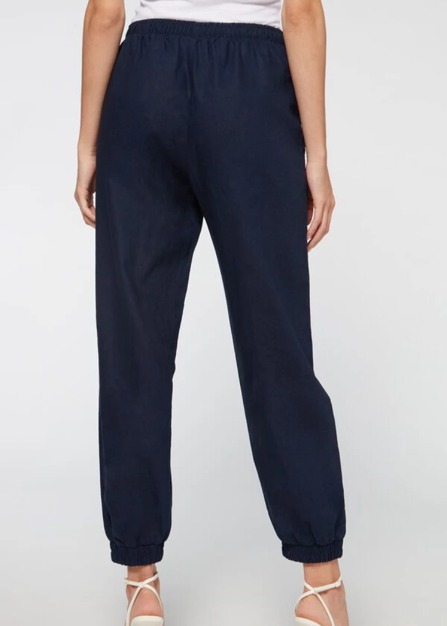 Calzedonia Navy Blue Linen Joggers for Men & Women - Comfortable Casual Lounge Pants