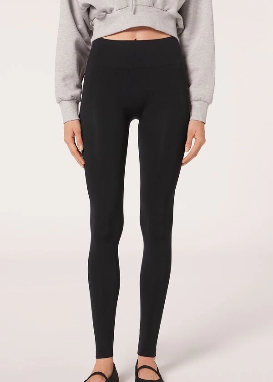 Calzedonia Ultra Opaque Microfibre Leggings in 019 - Black | High-Waisted Stretchy Comfort