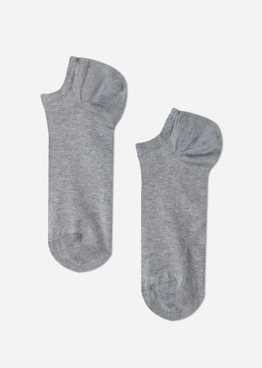 Calzedonia Unisex Grey Fleece Cotton Pop Socks for Men and Women