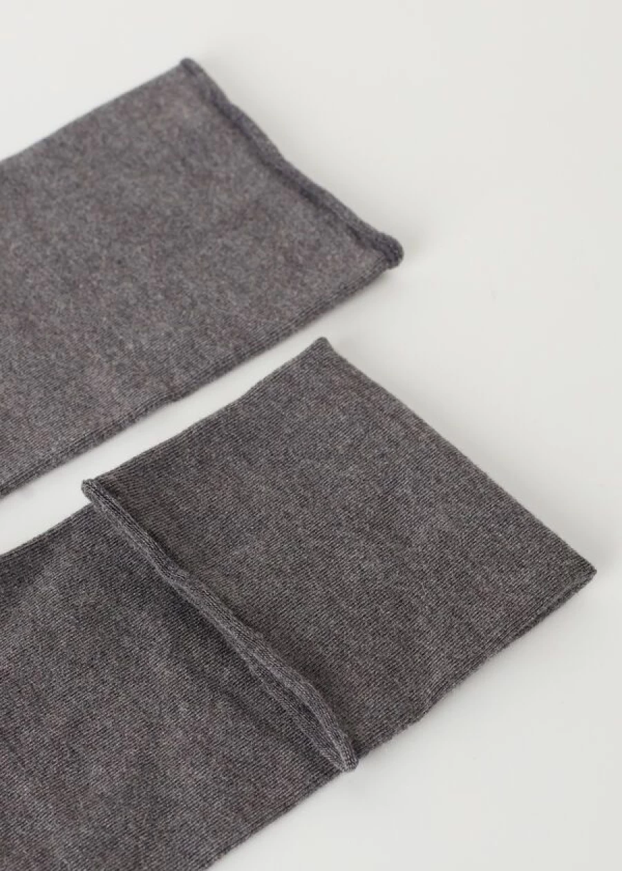 Calzedonia Mid-Calf Cashmere Socks in 042 - Grigio Medio Melange | Soft Wool Blend for Comfort