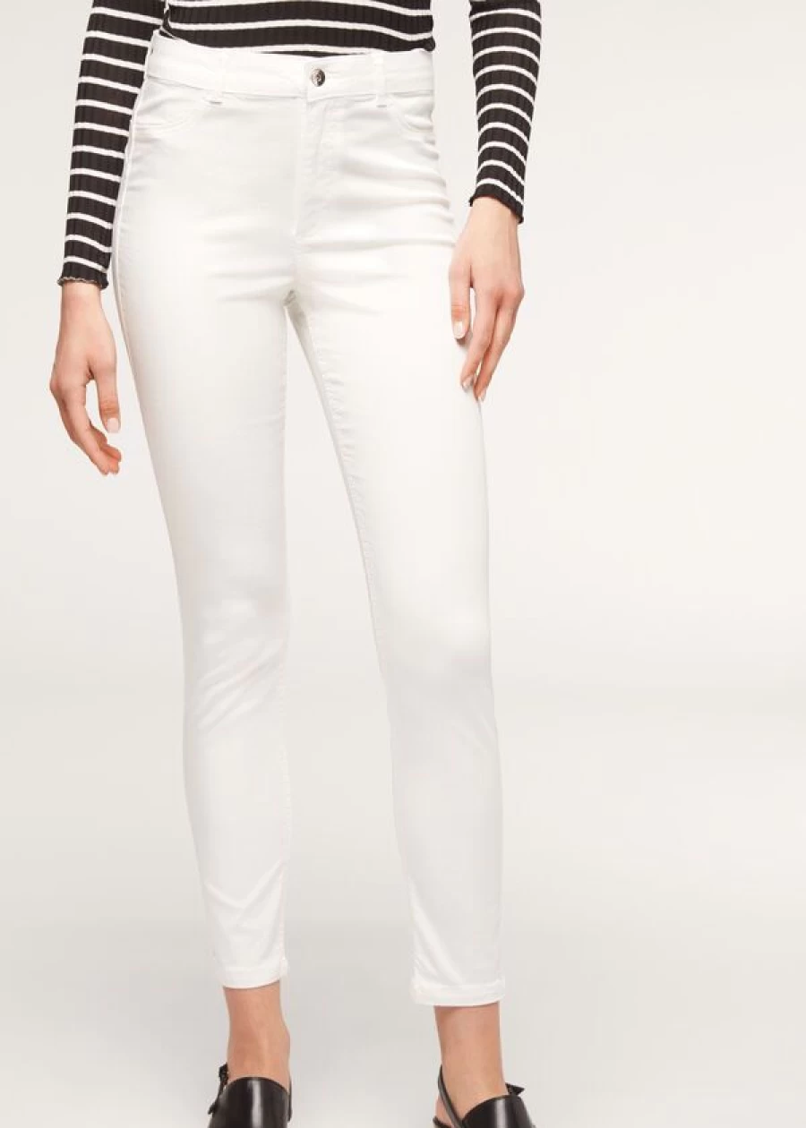 Calzedonia Eco Light White Denim Push Up Jeans - Sustainable High Waist Stretch Pants
