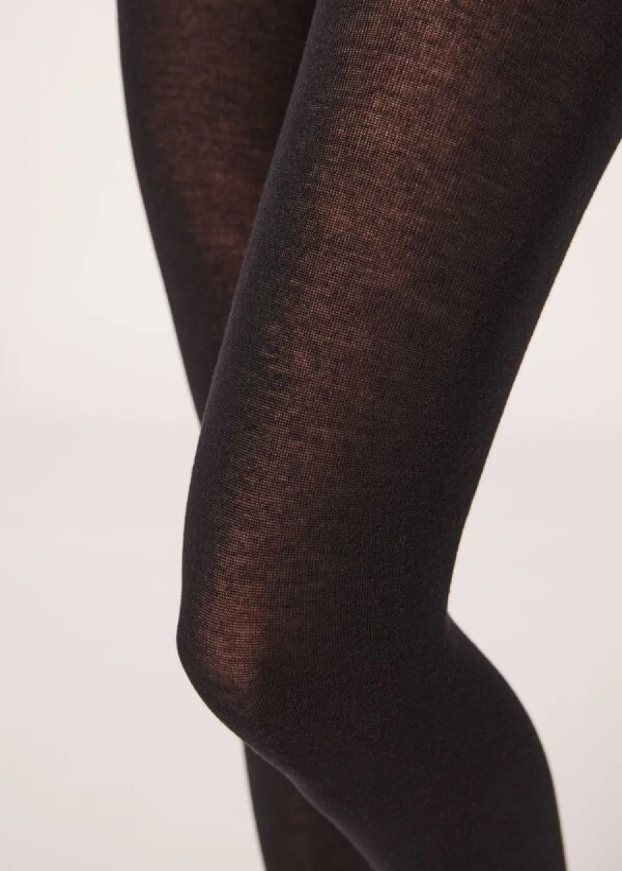 Calzedonia Soft Modal Cashmere Blend Tights 019 - Black | Luxurious Warm Comfort