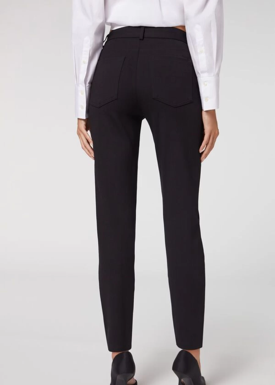Calzedonia Milano Knit Five-Pocket Leggings in 019 - Black | Stylish & Comfortable Women's Pants