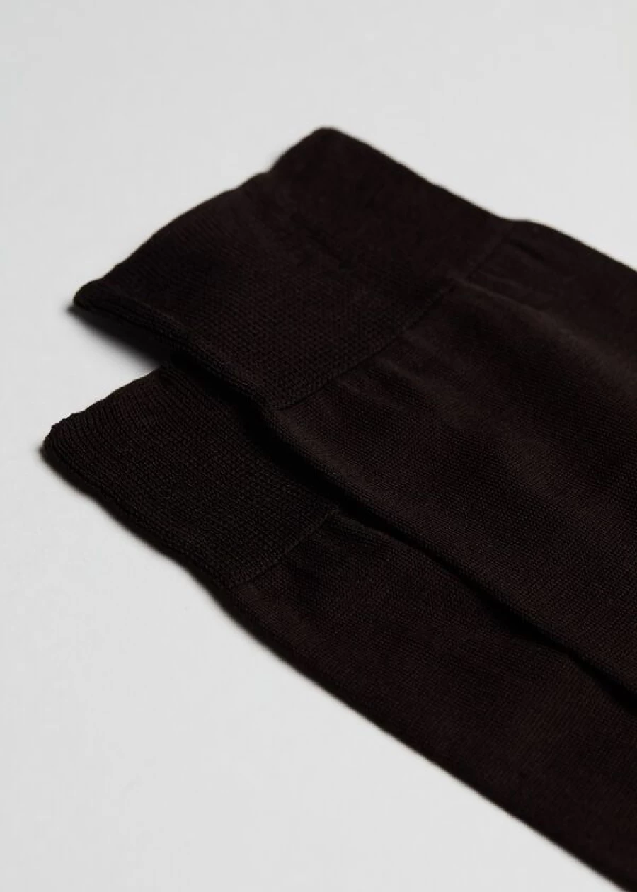 Calzedonia Men's Brown Lisle Thread Short Socks - 015