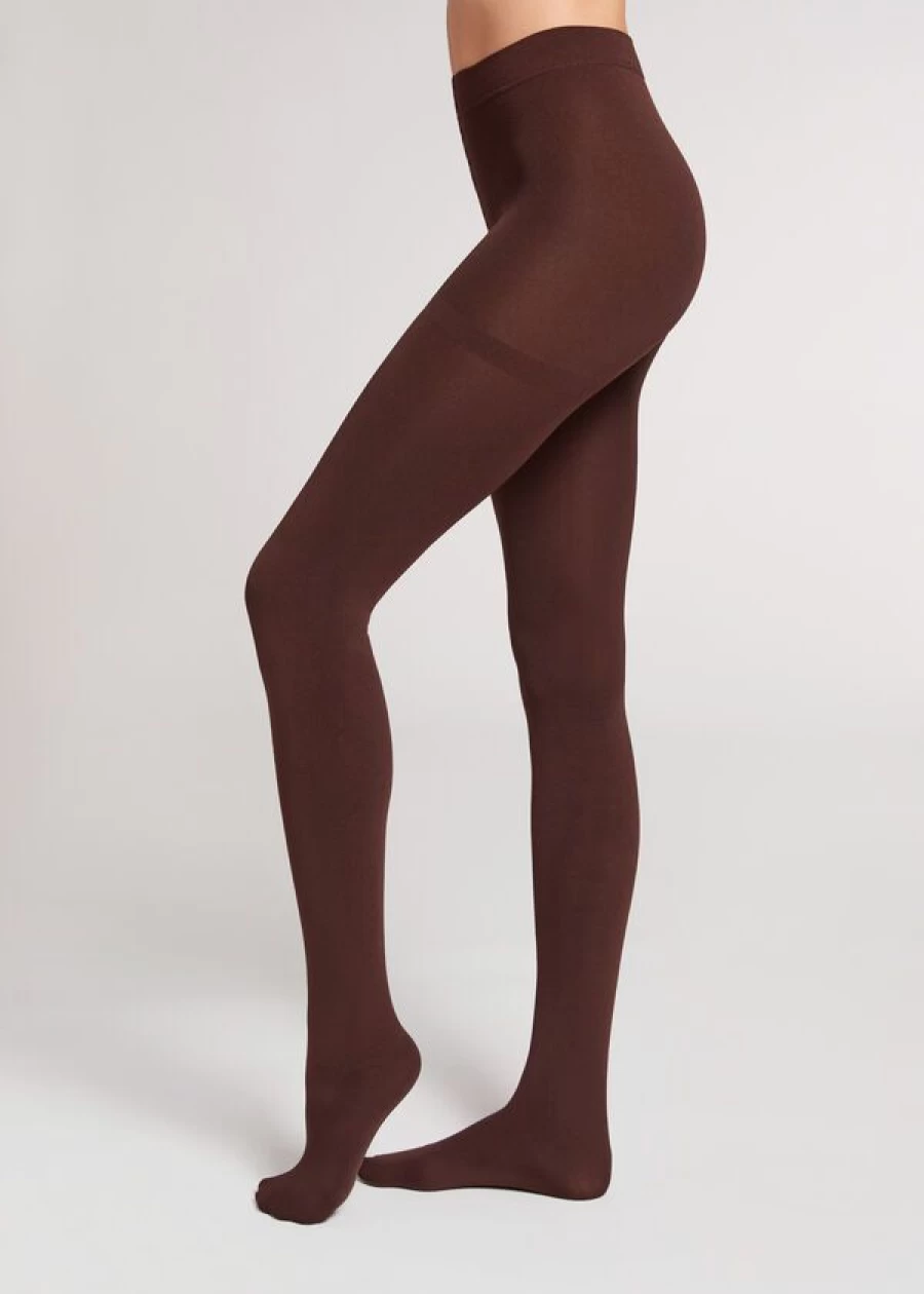 Calzedonia Thermal Super Opaque Tights 848 - Dark Brown Winter Warm Tights for Women