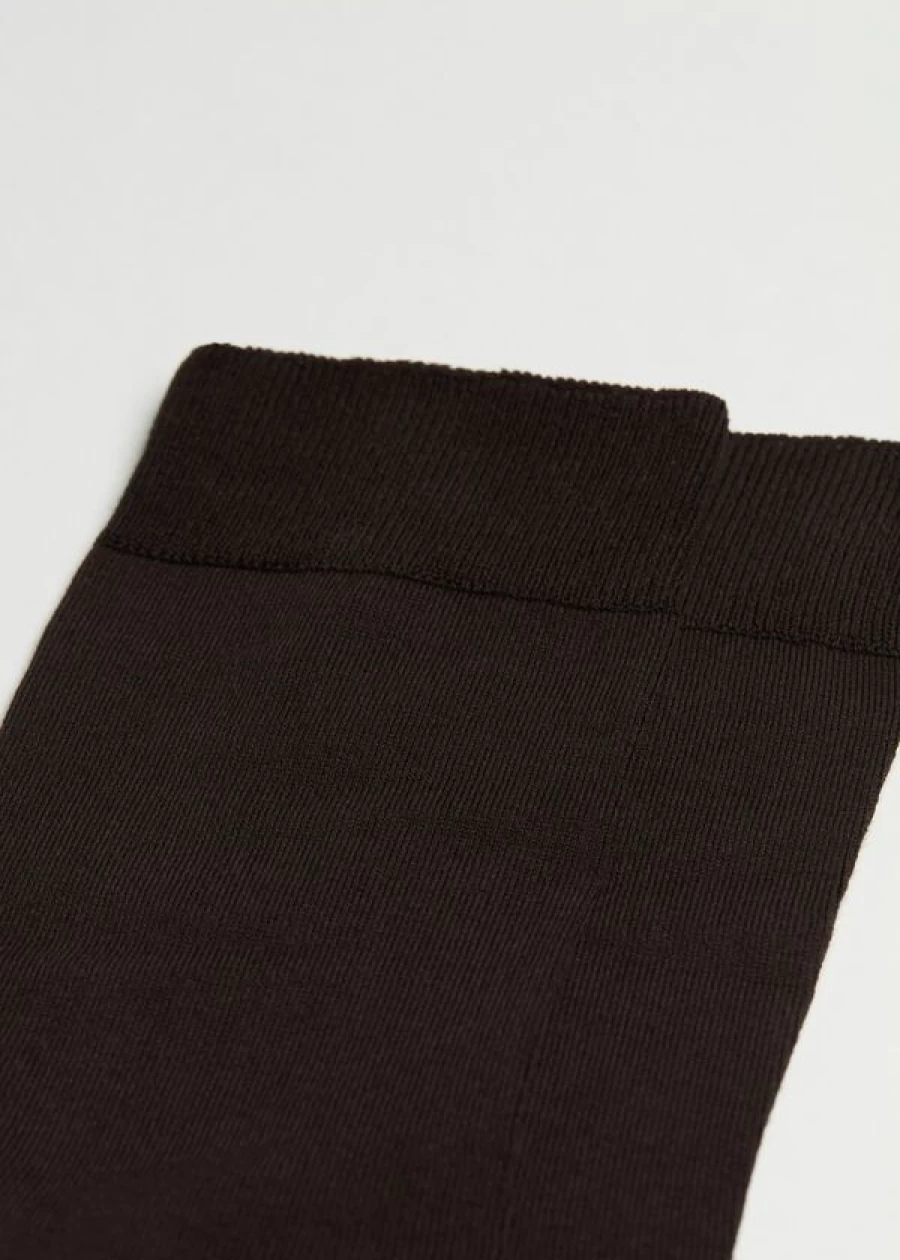 Calzedonia Men's Brown Cotton Crew Stretch Socks - 015