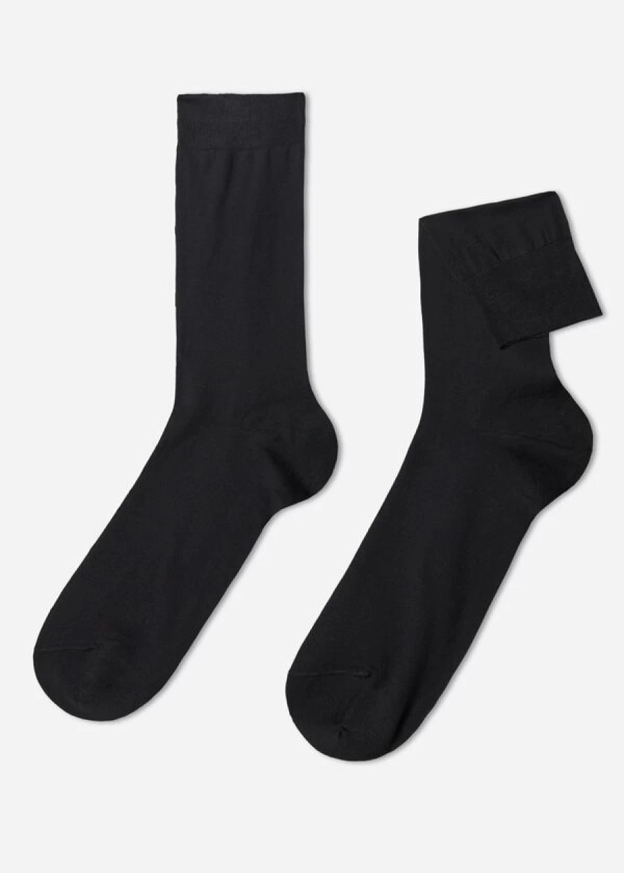 Calzedonia Men's Black Lisle Thread Short Socks