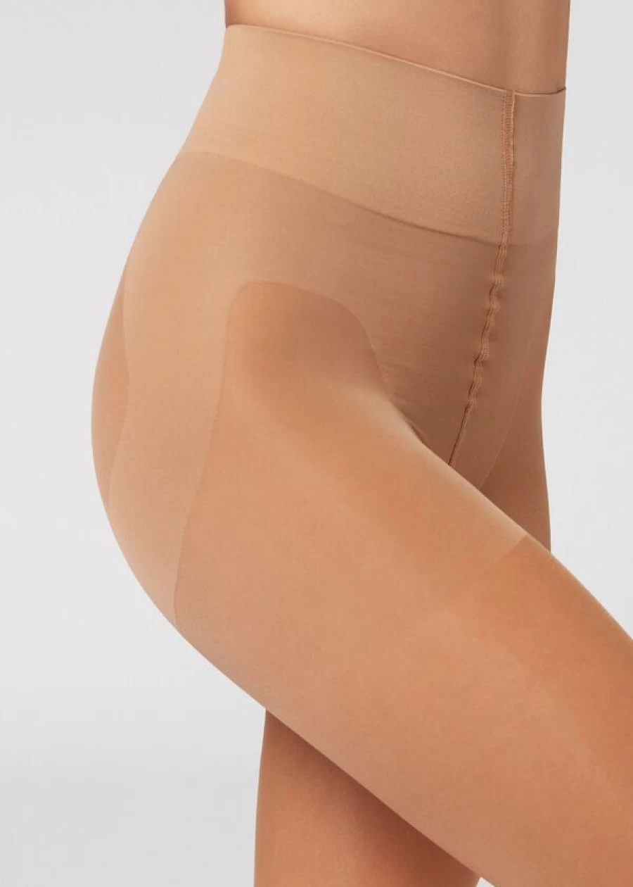 Calzedonia 30 Denier Sheer Shaping Tights for Stomach & Buttocks - Color 315 Nude 7 Bronze