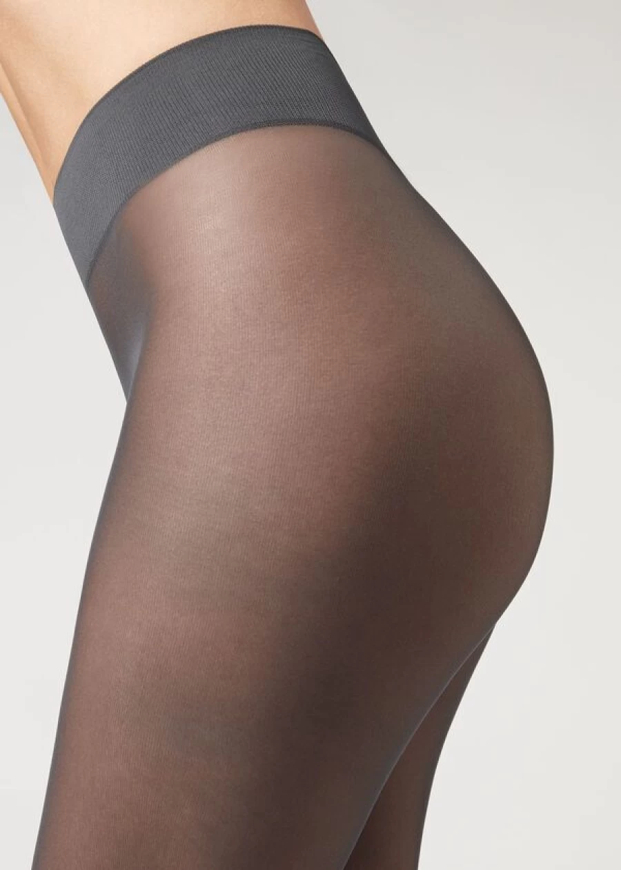 Calzedonia 30 Denier Soft Touch Tights in 004 Grey - Total Comfort & Stretch